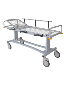 PROFESSIONAL PATIENT TROLLEY with side rails and oxygen cylinder holder