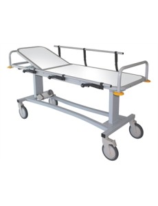 PROFESSIONAL RX PATIENT TROLLEY with side rails and oxygen cylinder holder
