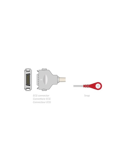 ECG PATIENT CABLE 2.2 m - snap - compatible Fukuda Denshi