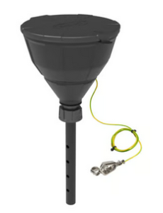 Safety funnel with ball valve, V2.0, HDPE, electrically conductive