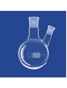 Two-neck round bottom flask with standard ground joint, with slanted side neck, DURAN®